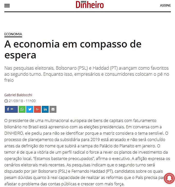 A economia em compasso de espera